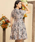 Vneck Pink Leopard Printed Dress